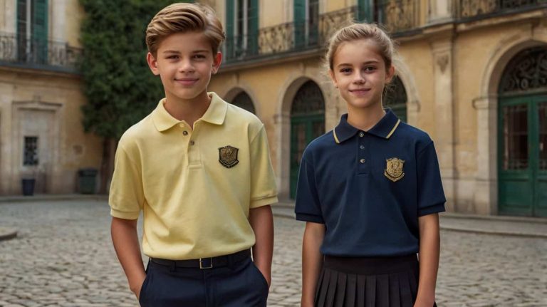 Uniformes scolaires jaune et bleu marine